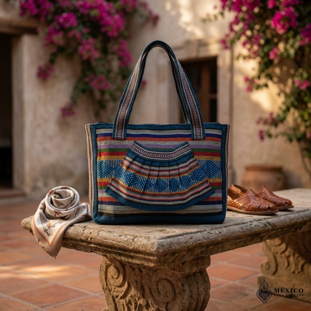 Mexican morral  bag  14 x 12 zipper on top 2 in bottom